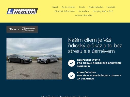 malá progresivní autoškola s výukou na vozidlech audi