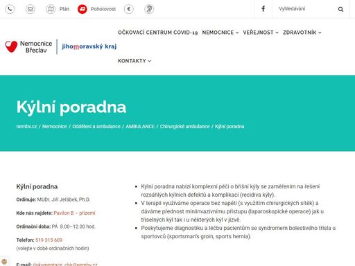 ordinuje: mudr. jiří jeřábek, ph.d. 

 kde nás najdete: pavilon b – přízemí 

 ordinační doba: pá  8.00–12.00 hod. 

 telefon: 519 315 609