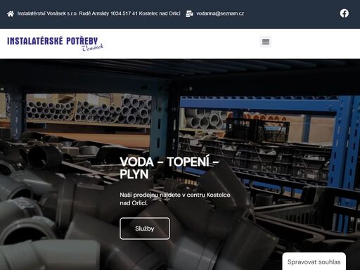 voda - topení - plyn naši prodejnu najdete v centru kostelce nad orlicí.služby