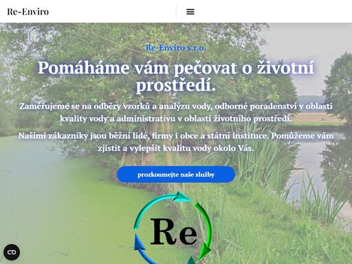 re-enviro s.r.o. se zaměřuje na odběr vzorků a analýzu vody, odborné poradenství a administrativní služby ve vodním hospodářství.