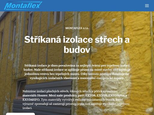 stříkaná izolace příček, šikmých a plochých střech. kompletní dodávky montovaných systémů průmyslových hal, sportovišť apod.