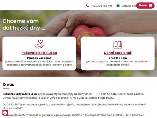hlavním předmětem činnosti organizace je poskytování sociálních služeb podle zákona č. 108/2006 sb., o sociálních službách. zjistěte o nás více.