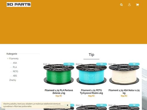 homepage. vítáme vás v obchodě s tiskovými materiály pro vaše 3d tiskárny. 
všechny materiály, které jsou skladem, je možné po telefonické domluvě vyzvednout u nás v plzni.