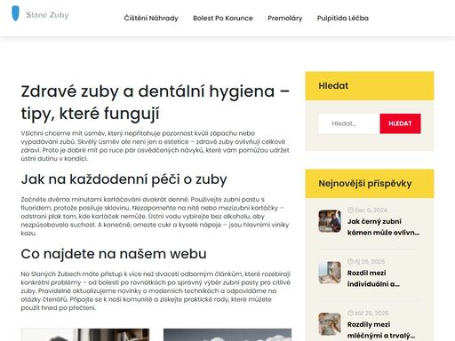 zdravé zuby, dentální hygiena, prevence zubního kazu, péče o zuby, stomatologie na slaných zubech najdete praktické tipy, jak udržet zuby zdravé a předejít kazům. čtěte jednoduché rady, odborné články i novinky o dentální hygieně. získejte zdravý úsměv už dnes.