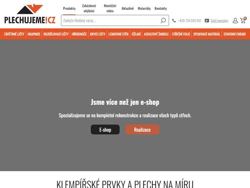 klempířské lemování pro střechy domů, pergol, zahradních domků a dalších staveb.