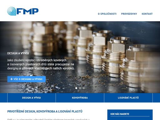 fmp a.s. je významným, výhradně českým výrobcem kovových uzavíracích a spojovacích prvků pro potrubní systémy. fmp a.s. působí na trhu již od roku 1991.