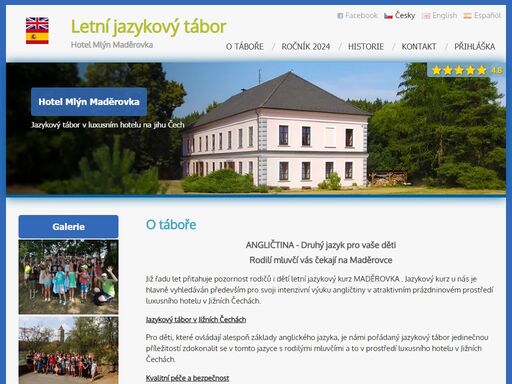 jazykový tábor maděrovka v jižních čechách, rodilí mluvčí na vás čekají.
