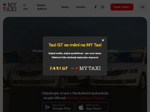 taxi ve městě pardubice.