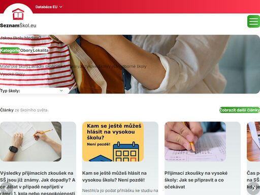 největší online databáze škol v čr obsahující 9000+ institucí, od mateřských škol po vysoké. přehledné informace pro uchazeče o studium, rodiče i studenty.