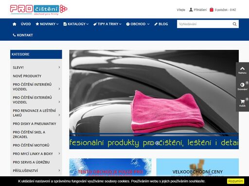 internetový velkoobchod s profesionální autokosmetikou, antigraffiti systémy, přípravky pro čištění fasád a objektů, leštícími kotouči i brusnými pastami.