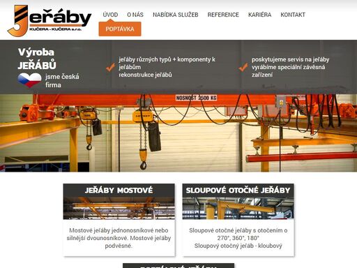 jeřáby kučera. montáž, revize i servis jeřábů. léta vyrábíme jeřáby mostové, portálové jeřáby, díly do jeřábu, sloupové jeřáby otočné a další typy.