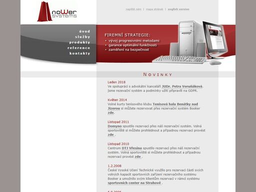 nower systems s.r.o. - online rezervační a informační systémy pro sportovní centra. rezervační systém booker podporuje on-line rezervace sportů např. squash, beachvolejbal, spinning, tenis, bowling, ricochet, masáže