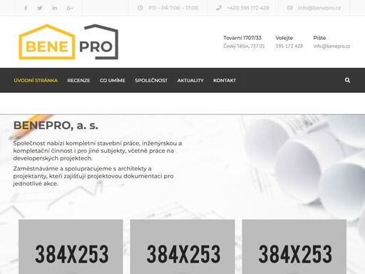 benepro, a.s. - stavební, inženýrské práce - pozemní stavitelství, vodohospodářství