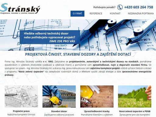 provádíme projektové a stavební práce. zaměřujeme se na novostavby a rekonstrukce rodinných domů. zajišťujeme stavební dozor. nabízíme projektování staveb občanských (obchodní centra, hotely, restaurace, muzea, školy, prodejny, nákupní střediska) i průmyslových (výrobní a skladovací haly, dílny).