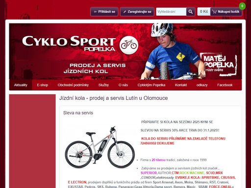 cyklosport popelka nabízí prodej kol author, pells, agang, ctm, superior a kvalitní servis všech kol u olomouce, elektrokola, evbike