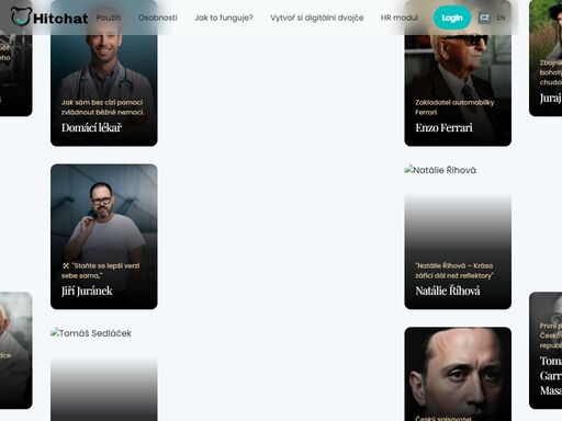 celebrity, myslitelé, umělci nebo třeba prezident. díky hitchat ai můžeš napsat nebo zavolat komukoliv. dokážeš si představit ty možnosti? vyzkoušej to zdarma.