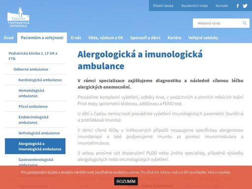 alergologická a imunologická ambulance.