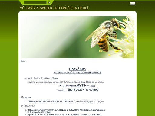 stránky využívají včelaři ze zo mníšek pod brdy