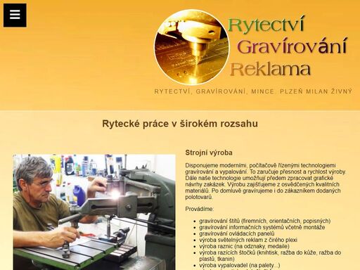 rytectví. zabýváme se strojní i ruční výrobou. vyrábíme raznice (ocelové,mosazné), razící štítky, vypalovadla, mosazné štočky, značkovací razidla. gravírujeme ...