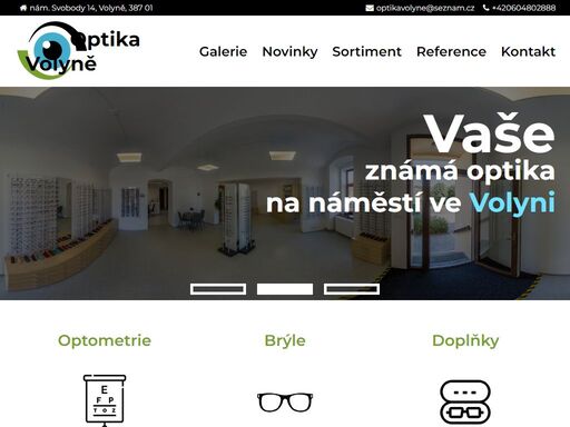 web optiky volyně, která prodává brýle, optické produkty a poskytuje služby péče o zrak