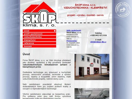 škop klima, s.r.o. - vzduchotechnika, klempířství, klimatizace, montáže, výroba, servis