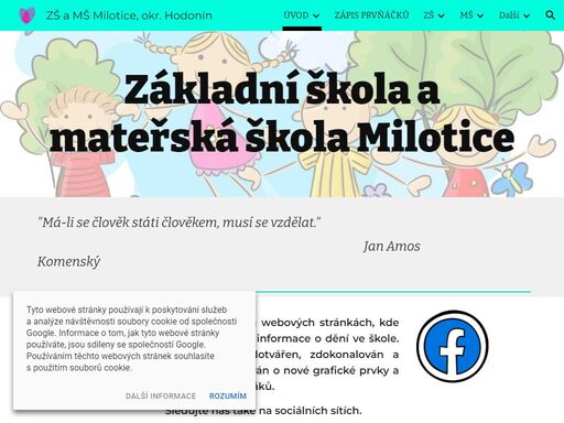 oficiální web pro základní a mateřskou školu v miloticích.