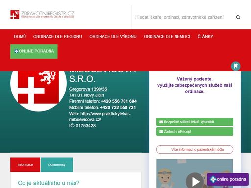 doktor, lékař, lékařská pohotovost, praktický lékař pro děti a dorost, chirurgie, orl, ordinace