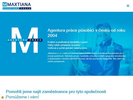 agentura práce působící na českém trhu od roku 2004. během této doby jsme pro naše partnery našli tisíce kvalifikovaných zaměstnanců a pomohli jim v rozvoji společnosti.vybíráme pro vás kandidáty, a to jak s určitými odbornými dovednostmi a zkušenostmi v různých oblastech činnosti, tak bez pracovních zkušeností. vše záleží na vašich požadavcích.poskytujeme podporu v procesu zaměstnávání a i po celou dobu naší spolupráce.