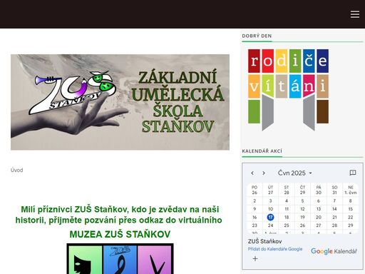 webové stránky základní umělecké školy ve staňkově