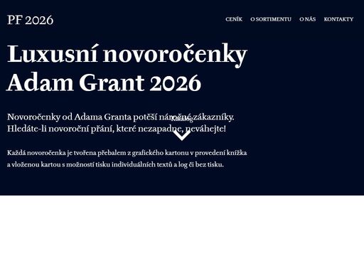 reprezentativní přebaly adam grant jsou novoročenkami pro náročné. prvotřídní grafické kartony, metalické ražby, slepotisky, výseky, originální grafika.