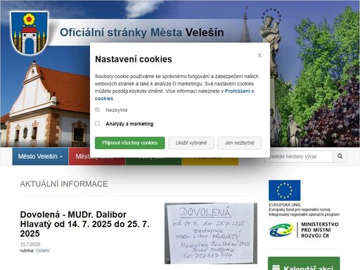 oficiální internetové stránky města velešín