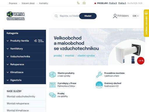 kompletní řešení vzduchotechniky. ventila vzduchotechnika s.r.o. je velkoobchodní a maloobchodní prodejce vzduchotechniky. zabýváme se prodejem, výrobou a montáží vzduchotechniky.
náš montážní systém ventilaplast zahrnuje plastové potrubí, kolena, spojky, redukce, odbočky, přechody z pvc. dodáváme spiro potrubí a…