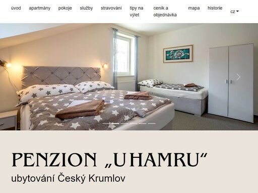 penzion u hamru se nachází v klidné části města český krumlov. ubytování v penzionu u hamru je nedaleko centra českého krumlova.
