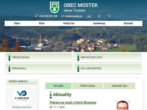 oficiální stránky obce mostek