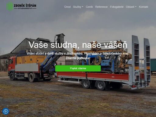 provádíme vrty pro studny a tepelná čerpadla od průměru 140mm do 325mm. vrtané studny, vrty studní, kopané studny, tepelná čerpadla | štěpán studny, nabízíme také zemní práce minibagrem a traktorbagrem v jižních, západních a středních čechách od roku 1997.