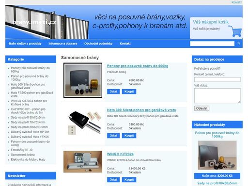 brány -komponenty na posuvné brány,vozíky,c-profily,pohony atd.
