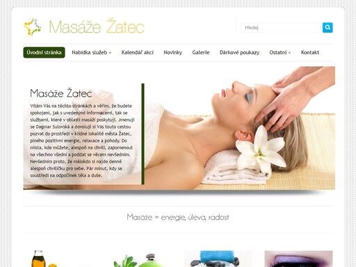 v klidné lokalitě města žatec, plného pozitivní energie, relaxace a pohody nabízím relaxační a ozdravné masáže, beauty masáže, luxusní procedury a prodlužování řas.