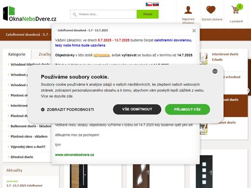 sháníte plastová okna či vchodové a interiérové dveře za příznivé ceny? navštivte náš e-shop oknanebodvere.cz, ve kterém si zaručeně vyberete.