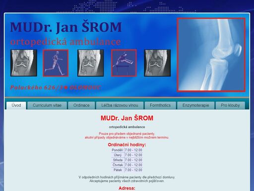 mudr. jan šrom - ortopedická ambulance, operace rázovou vlnou (pomocí přístroje evotron).