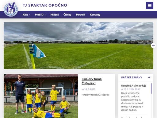 web fotbalového klubu tj spartak opočno