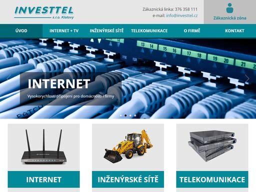 internet + televize, inženýrské sítě, telekomunikace
