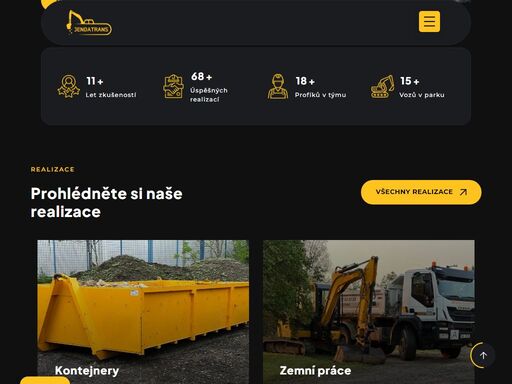 jsme jendatrans a zajišťujeme kompletní stavební služby jako odvoz odpadu a dovoz materiálů kontejnery, veškeré zemní práce, demolice a jiné.