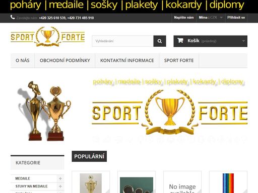 vyrábíme a dodáváme poháry, medaile, sošky, plateky, kokardy a diplomy pro dekorování vítězů různách oborů sportovních a zájmových činností. 
