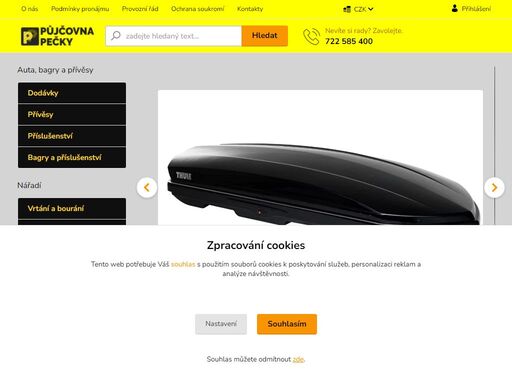 půjčovna nářadí, přívěsů, zahradní techniky,  lešení, stavebních strojů, dodávek