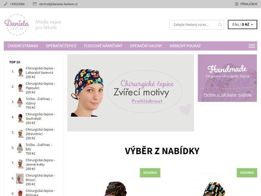vítejte na daniela-fashion. vítejte na daniela-fashion.cz. e-shopu zaměřující se na ručně vyráběné chirurgické čepice, fleecové nákrčáky a operační haleny.
veškeré své zboží vyrábím ručně z kvalitních látek. 