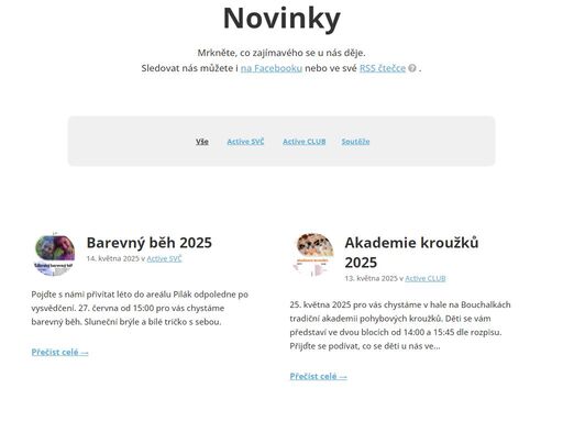 s námi vás bude volný čas bavit! nabízíme kroužky, kurzy, tábory, soutěže a další akce pro děti, mladé lidi i dospělé. sportování každý den a pro každého.