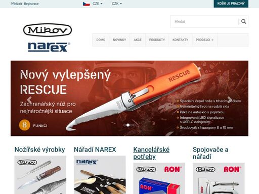 mikov - oficiální web tradičního českého výrobce nožů značky mikov, kancelářských potřeb a průmyslových spojovačů značky ron
