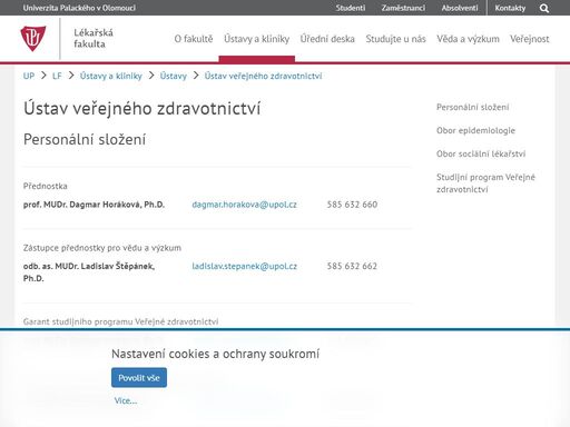 hlavní webové stránky lékařské fakulty univerzity palackého v olomouci
