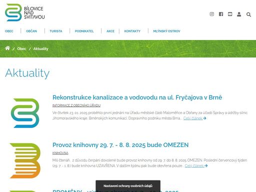 bílovice nad svitavou - obec s bohatou kulturní tradicí, rozkládá se severně od města brna, se kterým je spojena přes městskou část maloměřice-obřany