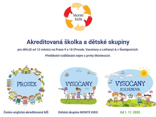 miniškolky, dětské skupiny a jesle pro děti od 18 měsíců na praze 9 (prosek, vysočany a letňany) a v šestajovicích. předškolní vzdělávání nejen s prvky montessori.%
